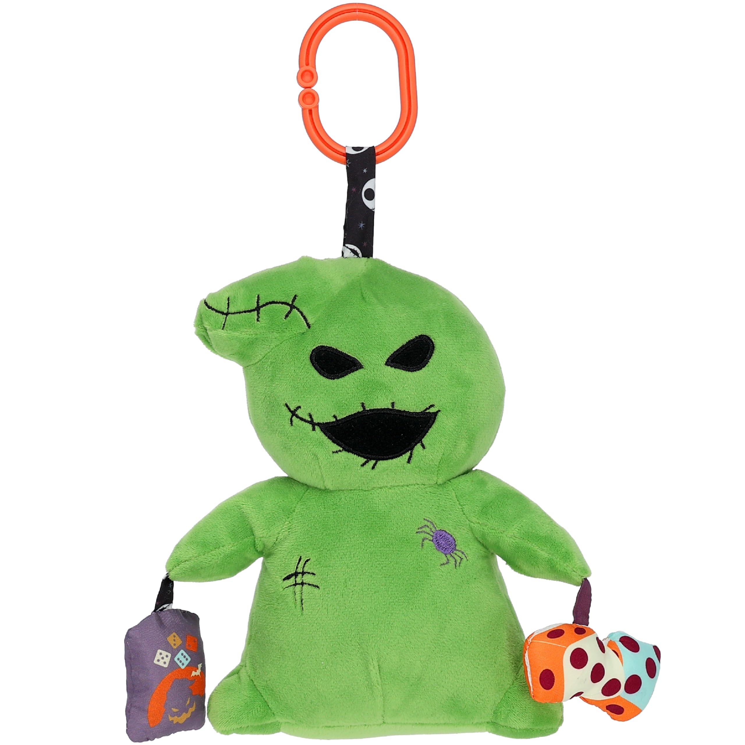 Disney Baby Nightmare Before Christmas Oogie Boogie On The Go Activity Toy with On The Go Clip, Crinkle, Squeaker, and Rumble Sound