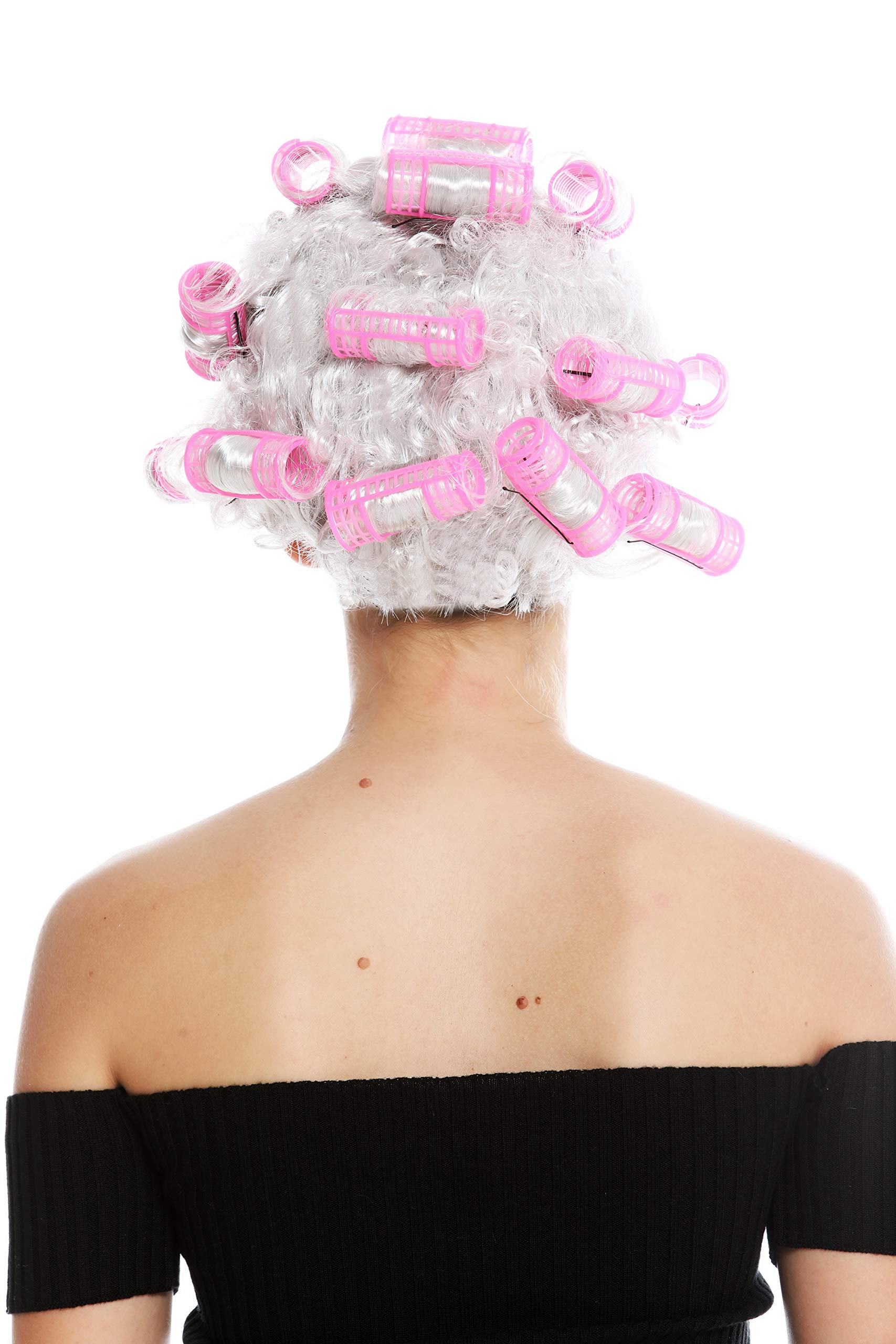 WIG ME UP - 210162-P6 Peluca Mujeres Hombres Carnaval Mullet Los Au00f1os 80 Pelo Ondulado Hacia Atru00e1s Marru00f3n