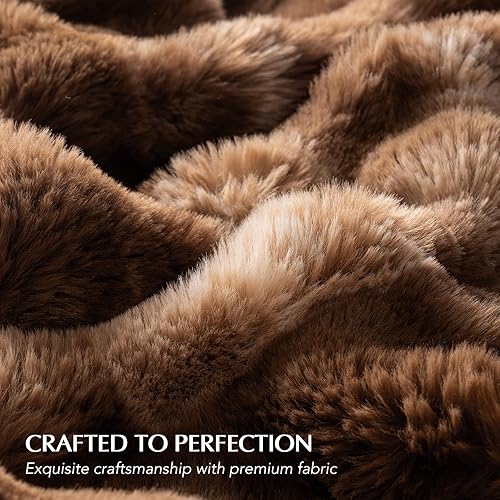 Miniatura 4 de EVERGRACE Manta ultrasuave de lujo de piel sintética de conejo Ridgeline, manta gruesa y cálida para cama, acogedora manta reversible de felpa para