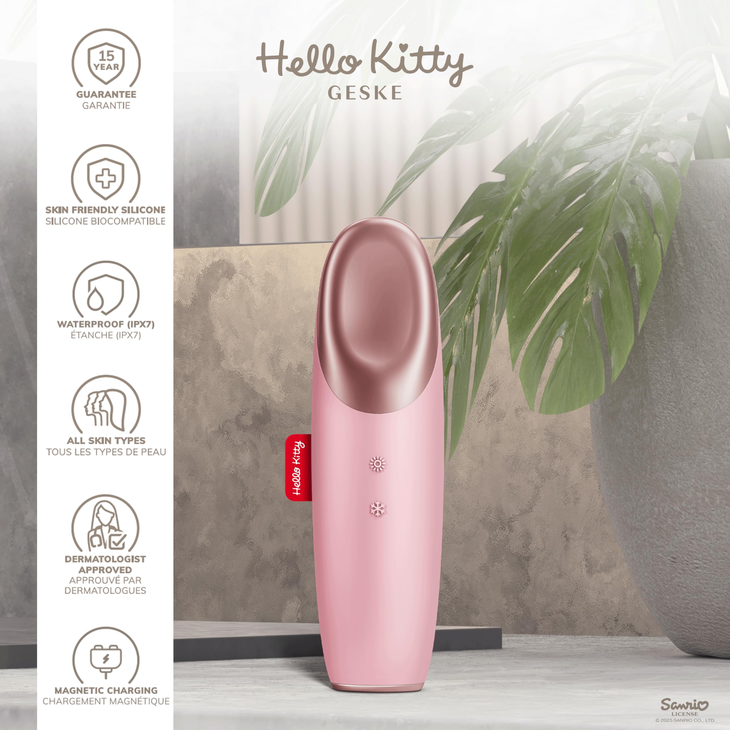 GESKE x Hello Kitty | SmartAppGuided™ Warm & Cool Eye Energizer | 6 in 1 | Augenmassagegerät | Massagegerät gegen Augenringe | Tränensäcke und Schlupflider entfernen | Elektrische Augenmassage