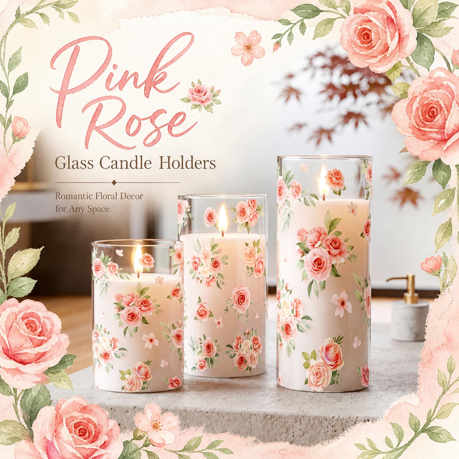 Blosssound Confezione da 3 candele senza fiamma a forma di rosa, senza fiamma, senza fiamma, LED per casa, camino, rosa, matrimonio, primavera, estate, decorazione per la casa, con timer