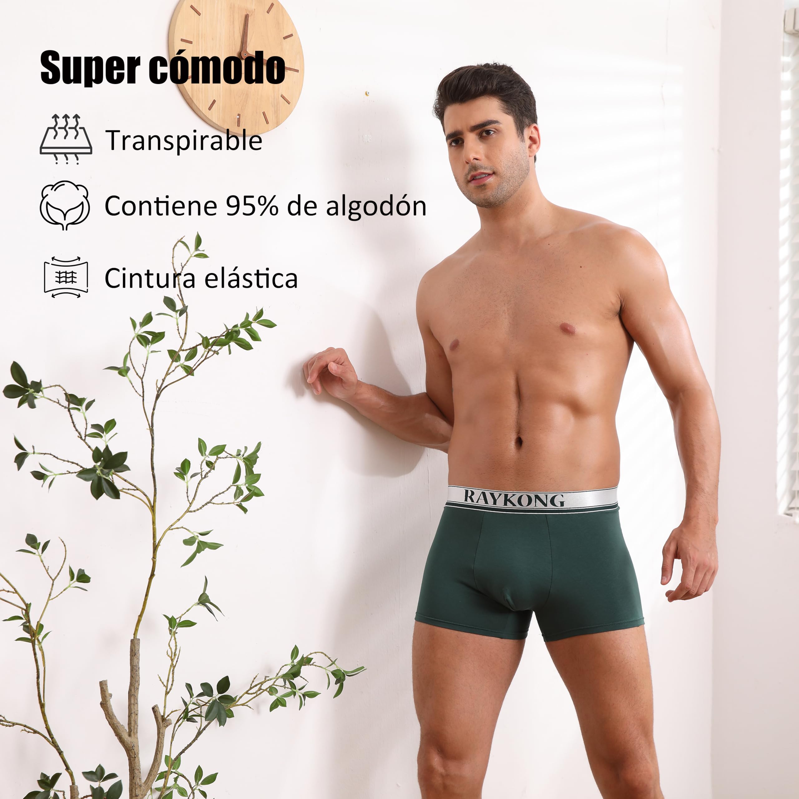 RAYKONG Calzoncillos bóxer para Hombre de 95% algodón Pack de 6 Ropa Interior cómodo Transpirable (Color Variado)