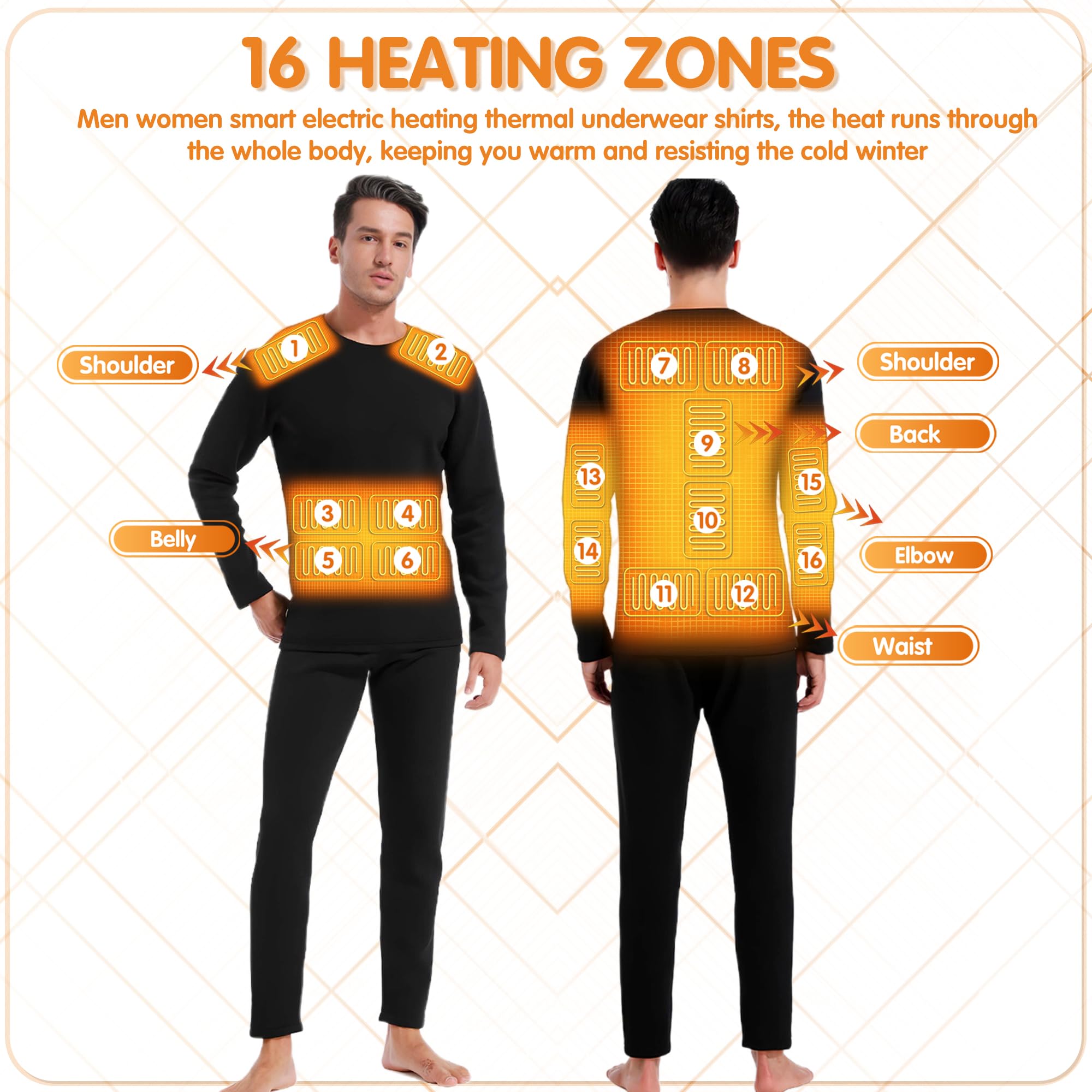 Camisas De Calefacción para Hombres 16 Zonas De Camisa Térmica con Control De Temperatura Independiente para La Caza, Esquí