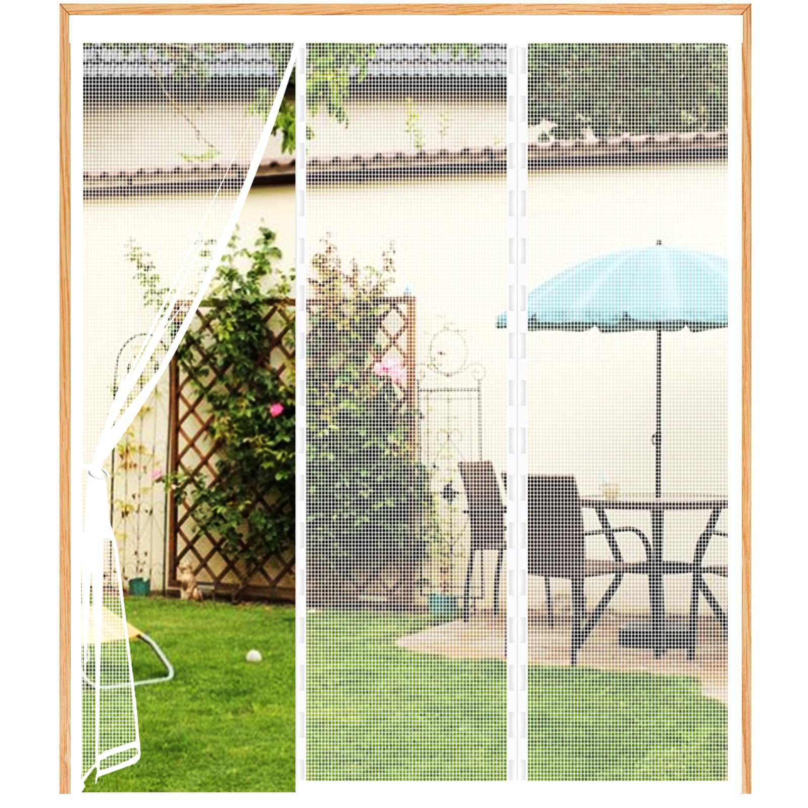 Magnetic Fly Screen Door White, 260(86/88/86) x210cm Magnetic Door Curtain for Keeping Out Flies for Double Doors, Magnets Door Net to Keep Bugs Out, for Patio Door, Sliding Door, French Door — image 1