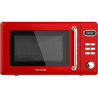 Cecotec Proclean 5110 20L Retro 700W 5 Level Digital Microwave with Grill - 60 Minutes Timer - 8 Programs and Defrost Mode - Vintage Red