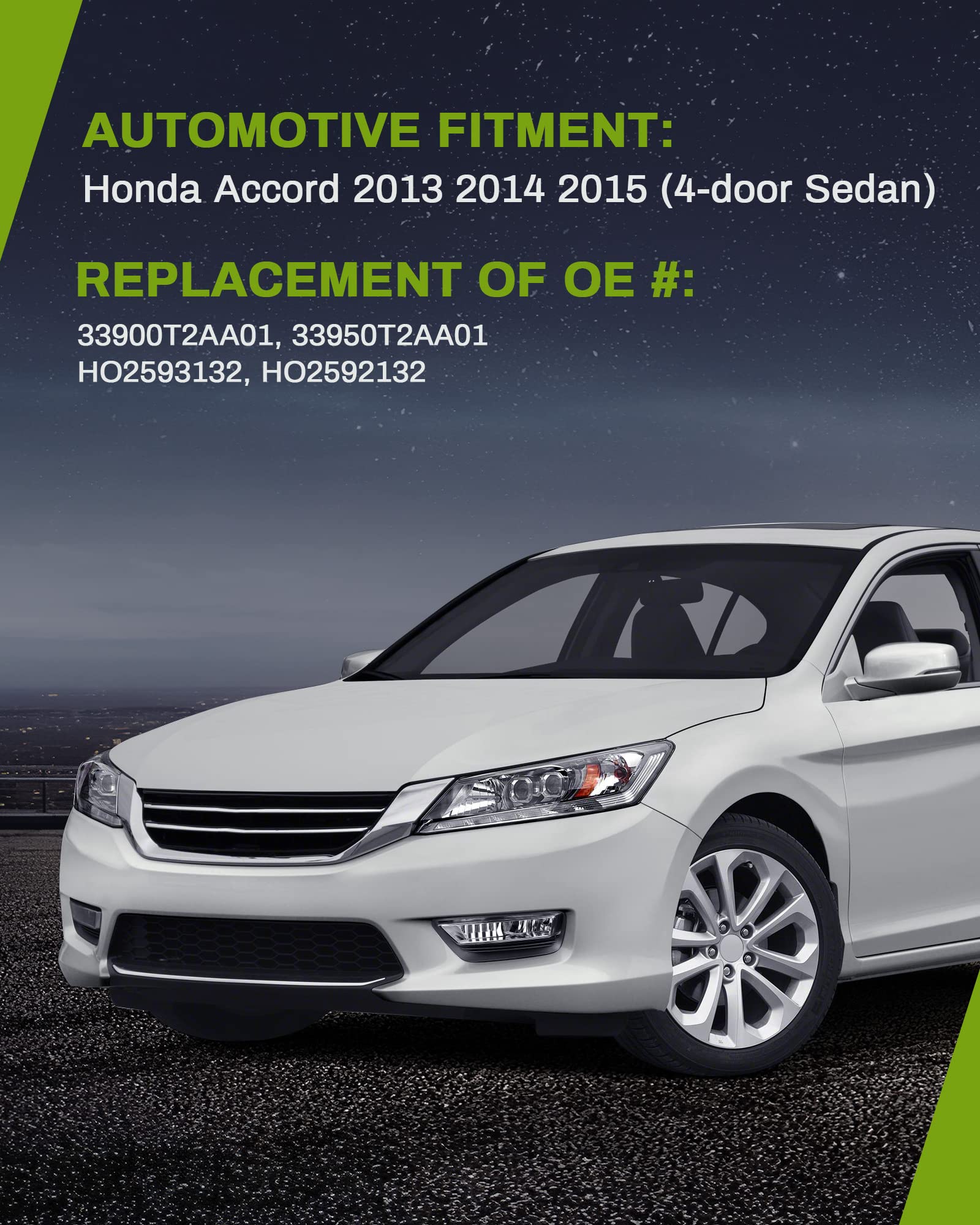 AUTOSAVER88 Fog Lights Compatible with 2013 2014 2015 Accord Sedan 9th Gen 13-15 Fog Light Replacement(4-door Sedan,HO2593132, HO2592132) with H8 12V 25W Bulbs & Wiring Kit