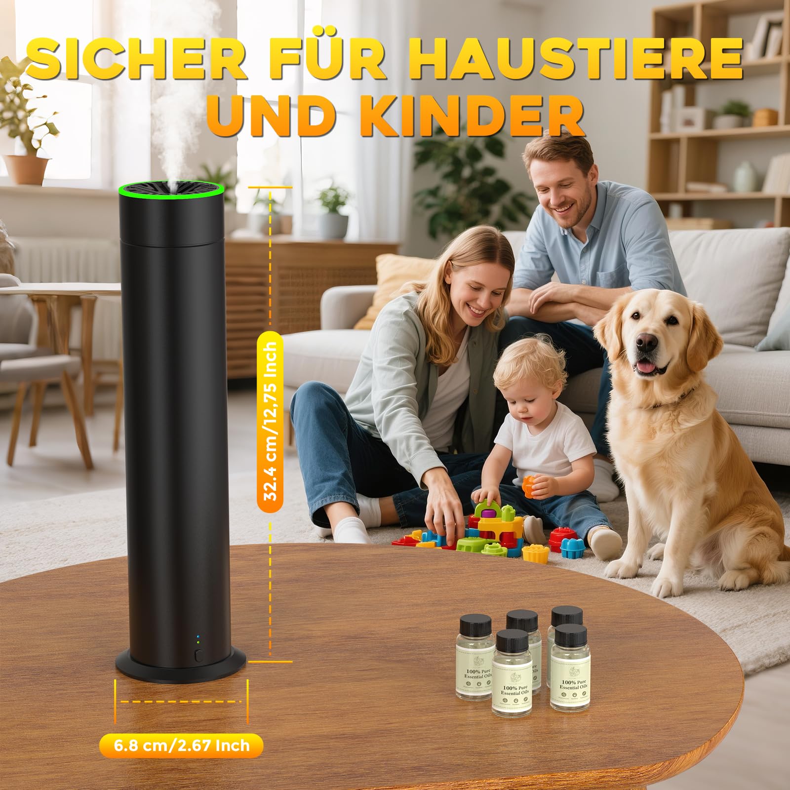 Wasserloser Aroma Diffuser Set, ShinePick Smart Aroma Diffusor Wasserlos Ätherische Öle Diffuser Ohne Wasser Duftdiffusor Luxus Raum Luftdiffusor mit 5 Flaschen Ätherischer Öl