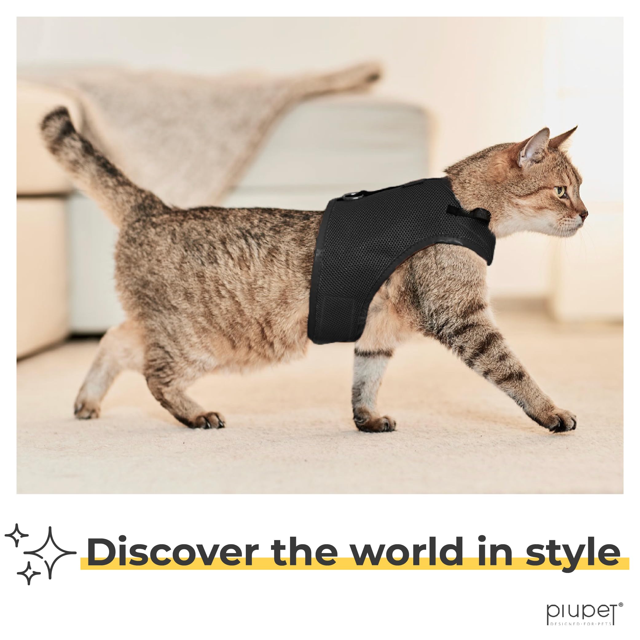PiuPet® Cat Harness and lead set I 1,2m cat lead I Cat harness escape-proof I Robust Cat Collars - Image 3