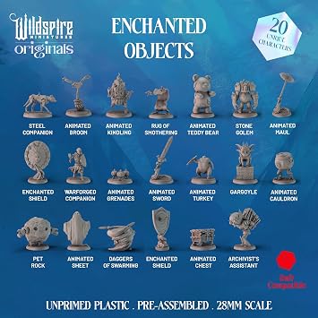 Wildspire 20 Enchanted Objects - Animated Objects for DND Miniatures 28-32mm Dungeons & Dragons Minis Bulk D&D Figures DND Minis Bulk Fantasy Spell Effects Tabletop Fantasy Game Miniature Accessories
