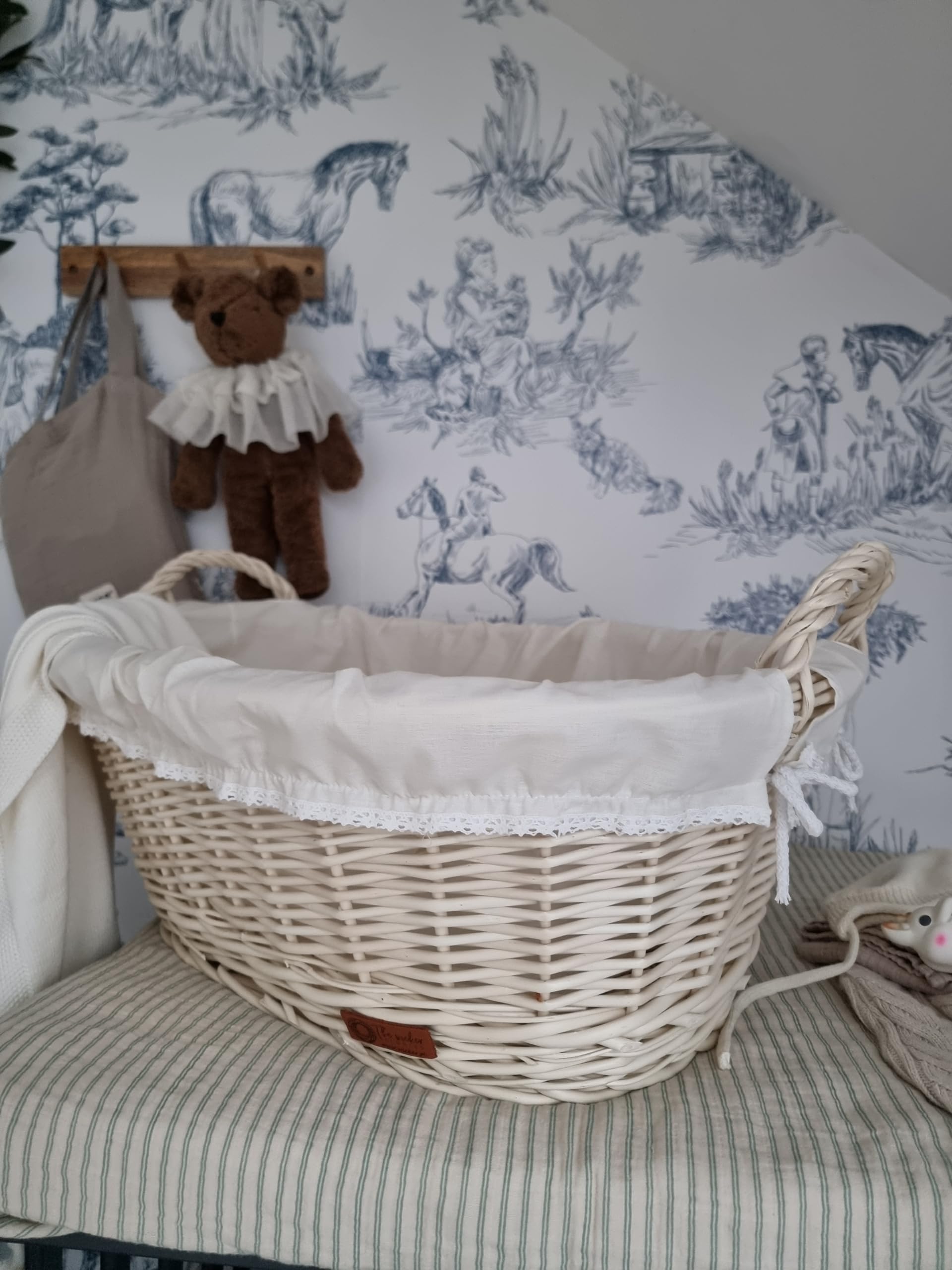 e-wicker24 561-60/W/O Wäschekorb aus Weide, Korb, beige, 60 x 44 x 23 cm