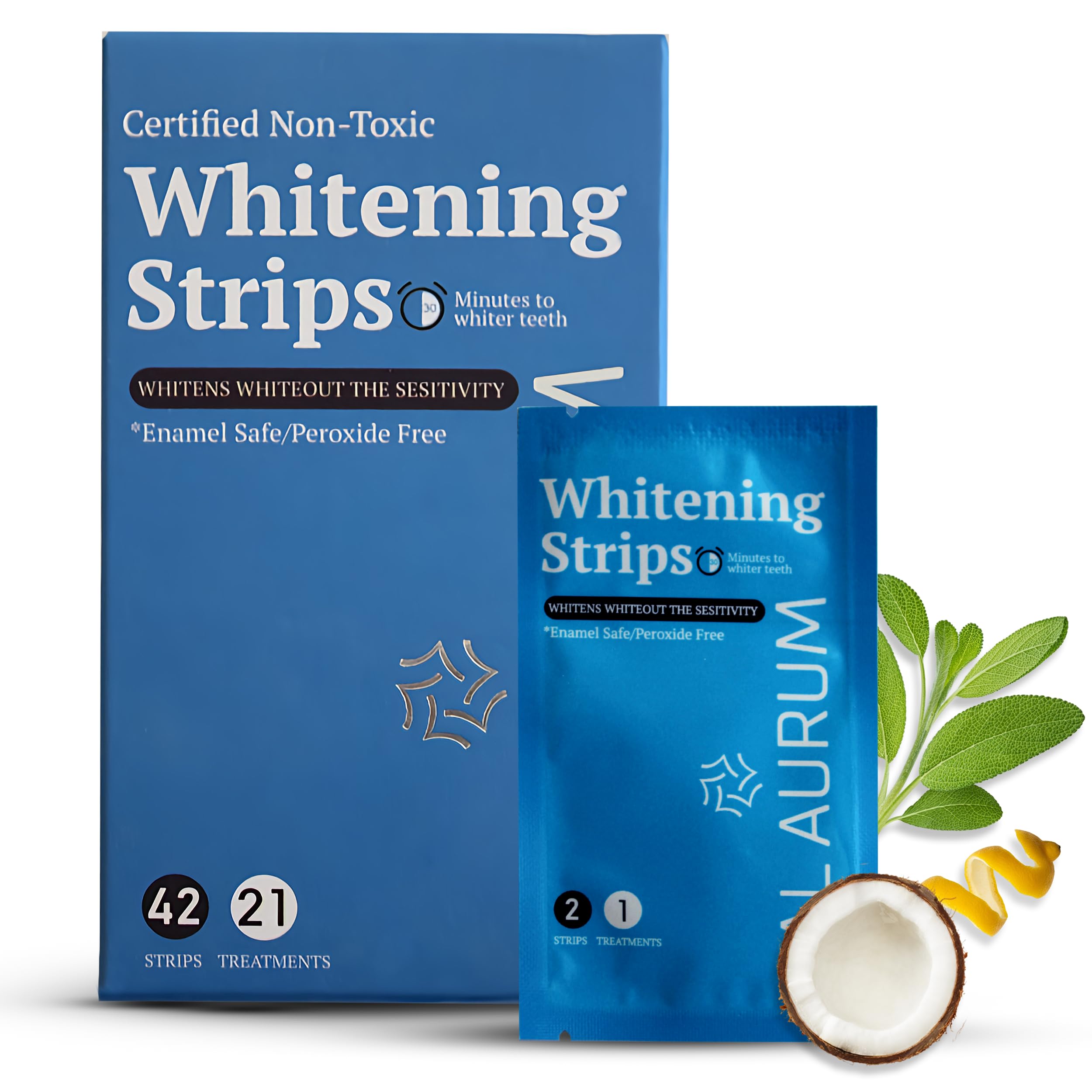 Teeth Whitening Strips - 42 Strips for 21 Day Treatment - Sensitive Enamel Free Peroxide Free Tooth Whitener