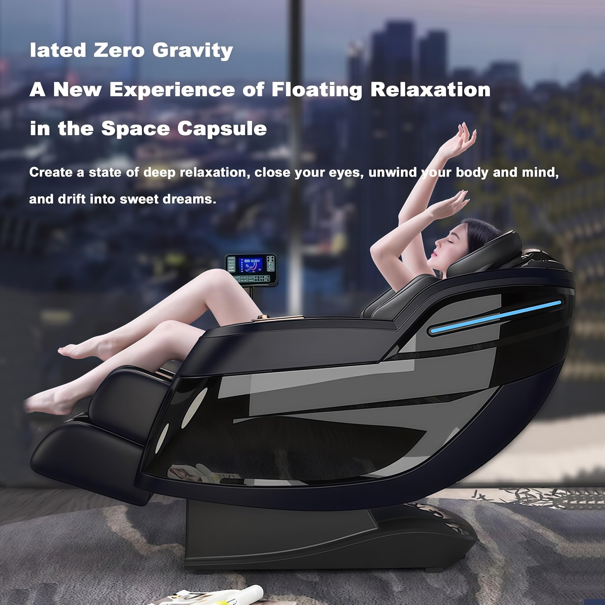Poltrona Massaggiante Shiatsu 4D Con SL-Track E Funzione Di Scansione Del Corpo, Dotata Di Airbag Riscaldati E 12 Modalità Di Massaggio(Noir)