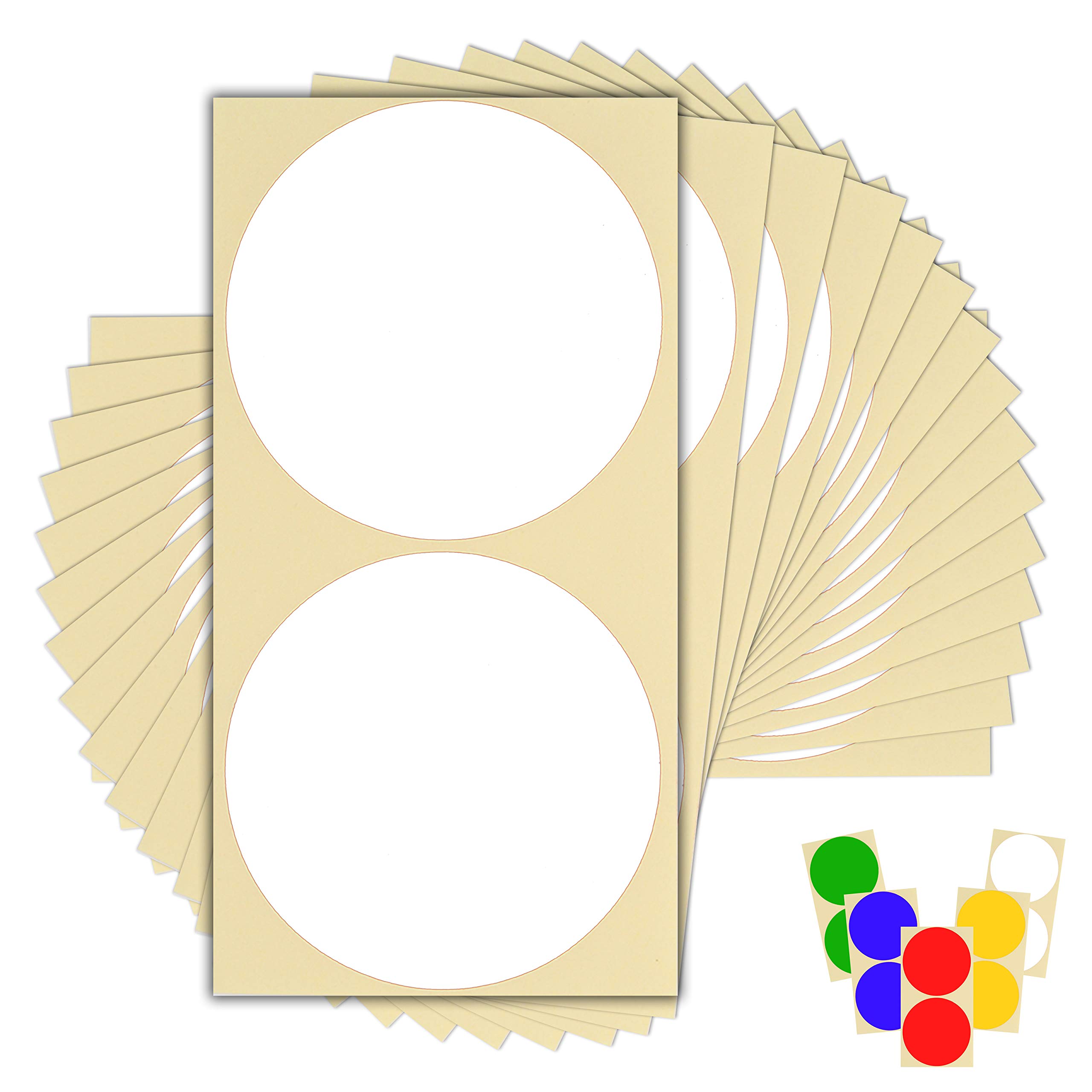30 x White Sticky Dots - 100mm 4 Inch - Round Colour Coding Dot Stickers - 15 Sheet