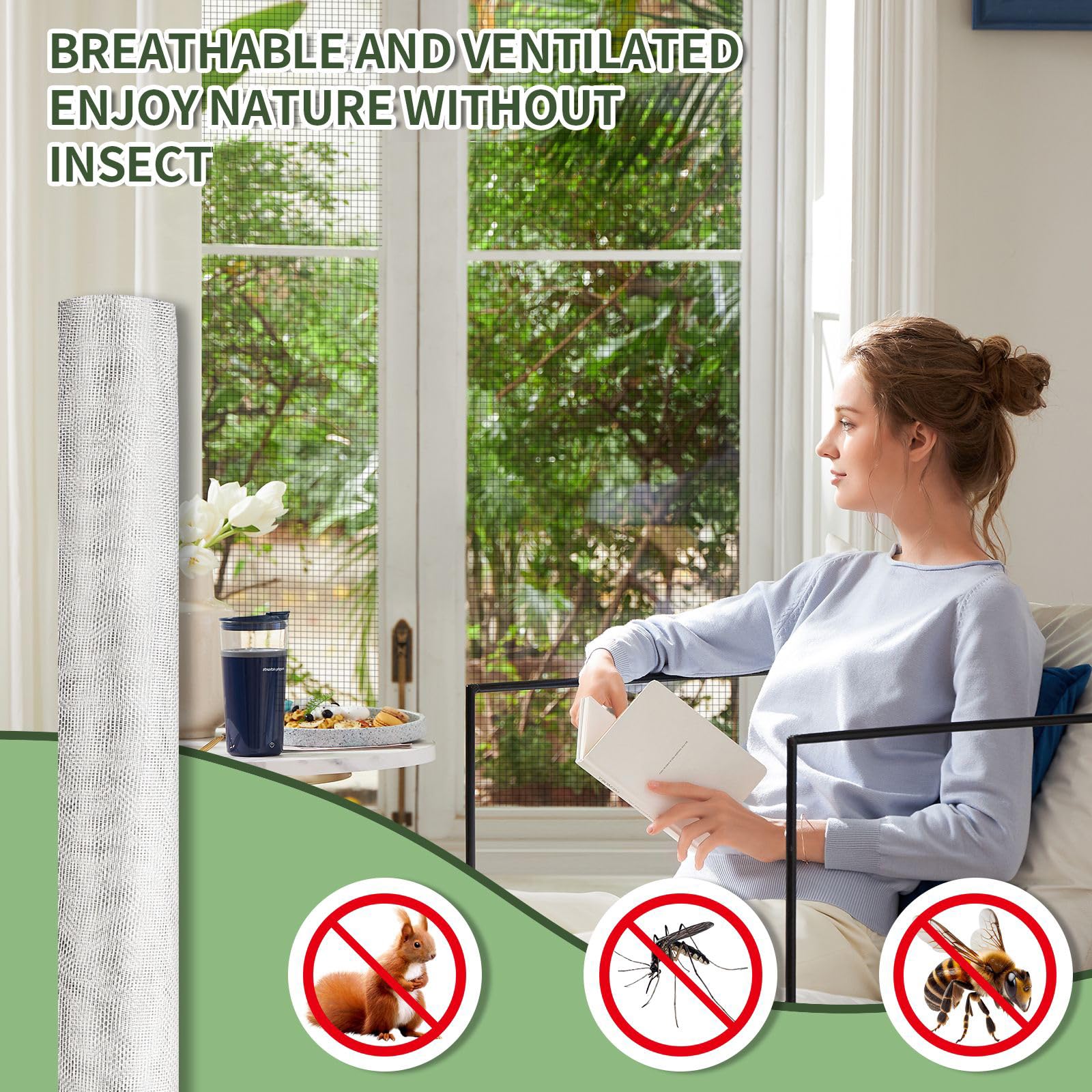 KISKIS Gewebter Draht, 20 Maschen, Edelstahl, 304, Metallsieb für Fenster, Tür, Schutzabdeckung für Lüftungsschlitze, Filter feines Netz, 80 x 500 cm, 31 x 197 Zoll