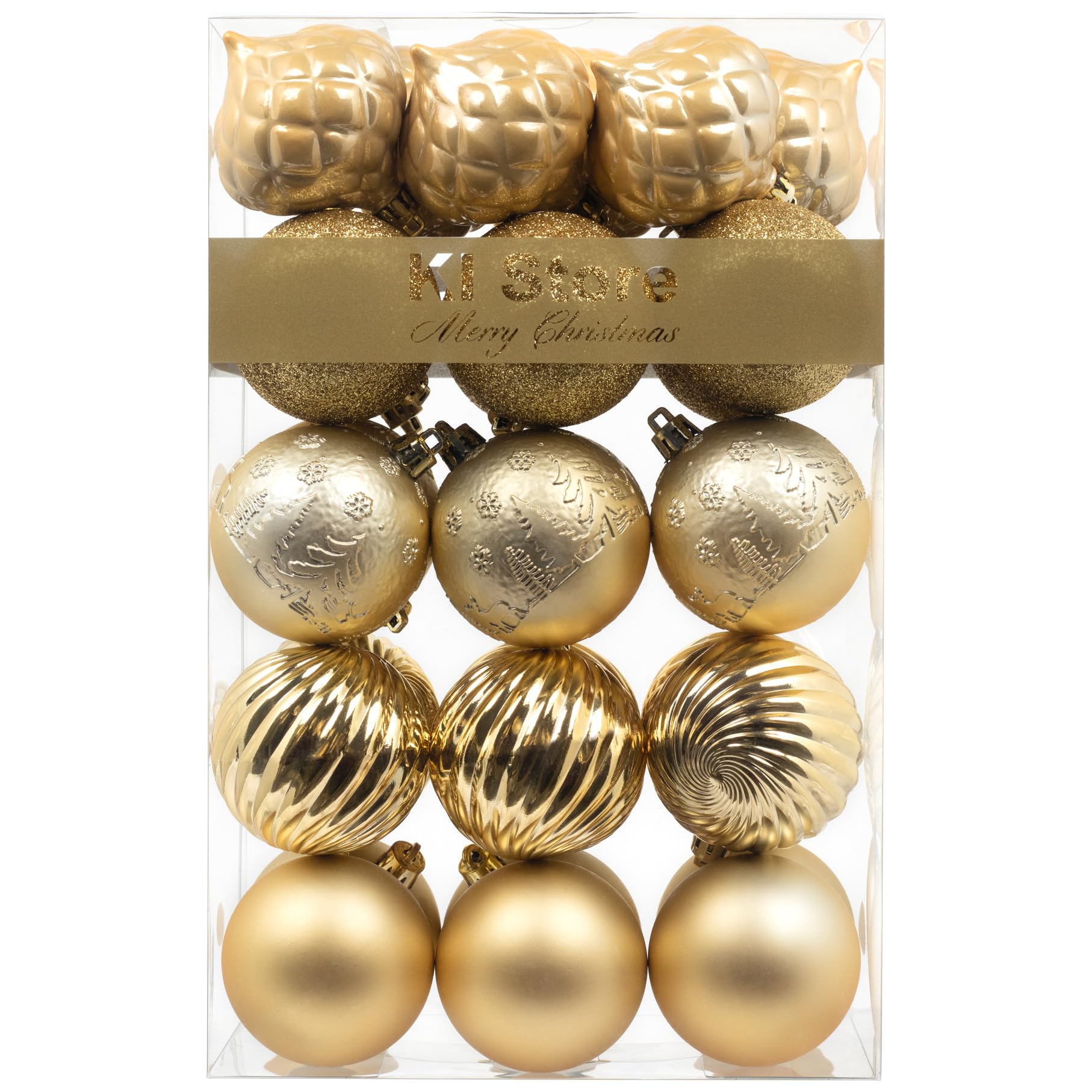 Ki Store Gold Christmas Baubles 30Pcs Shatterproof Christmas Tree Ornaments 60Mm