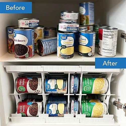 Miniatura 5 de Shelf Reliance Cansolidator - 20 latas, organizador de despensa apilable ajustable para latas, organizador de cocina giratorio de almacenamiento de