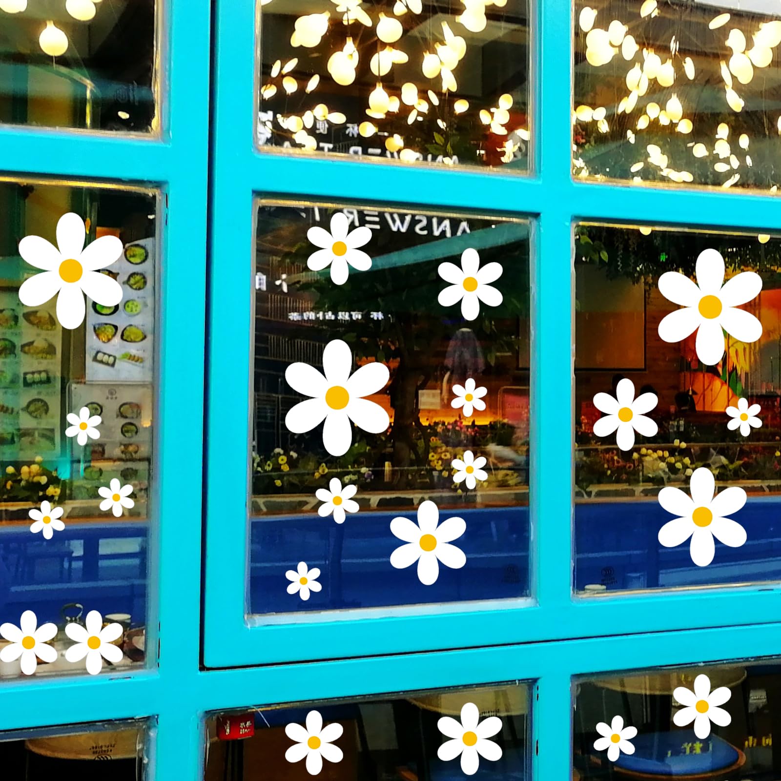 JarThenaAMCS Lot De 123 Autocollants De Fenêtre Motif Marguerites Pour Maison, Bureau, école, Salle De Classe, Fête, Magasin, 9 Feuilles