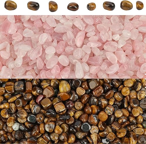 ideayard Piedras preciosas de 2 libras (1 libra de cuarzo de cristal pulido natural (1 libra de cuarzo rosa + 1 libra ojo de tigre)