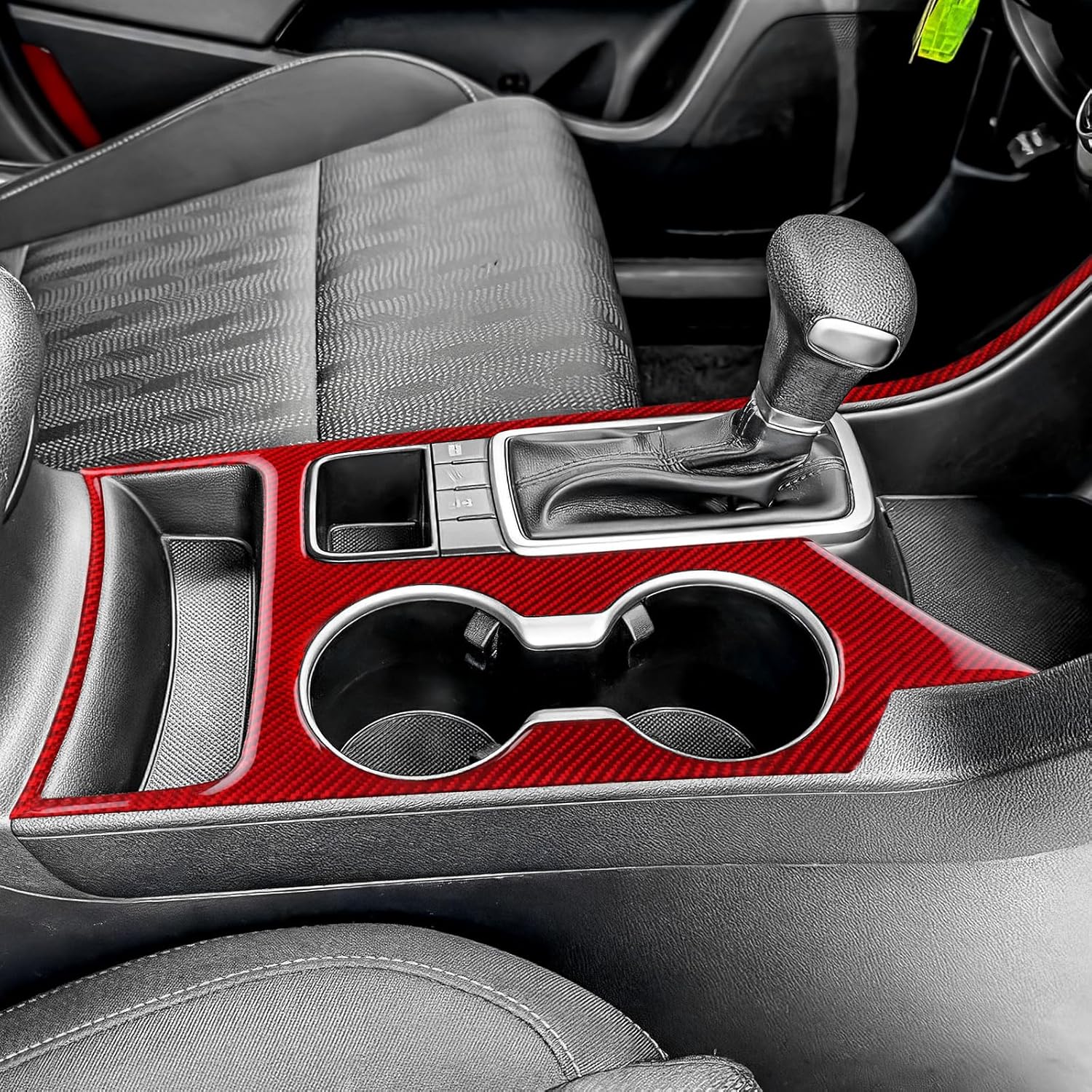 Real Carbon Fiber Gear Shift Water Cup Panel Trim Covers - for Kia Sportage 2017 2018 2019 2020 2021 Carbon Fiber Accessories, Durable Anti-Scratch Protective Accessories (Red)