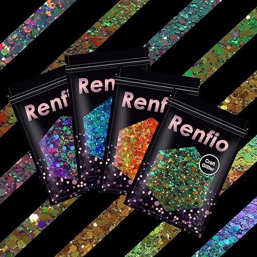 Miniatura 6 de Renfio Chameleon Chunky Glitter, Mixed Fine Powder Color Shift 1.75 Oz (50g) PET Flake Purple Green Orange Glitters Sequin Resin Pigment Chip Dust