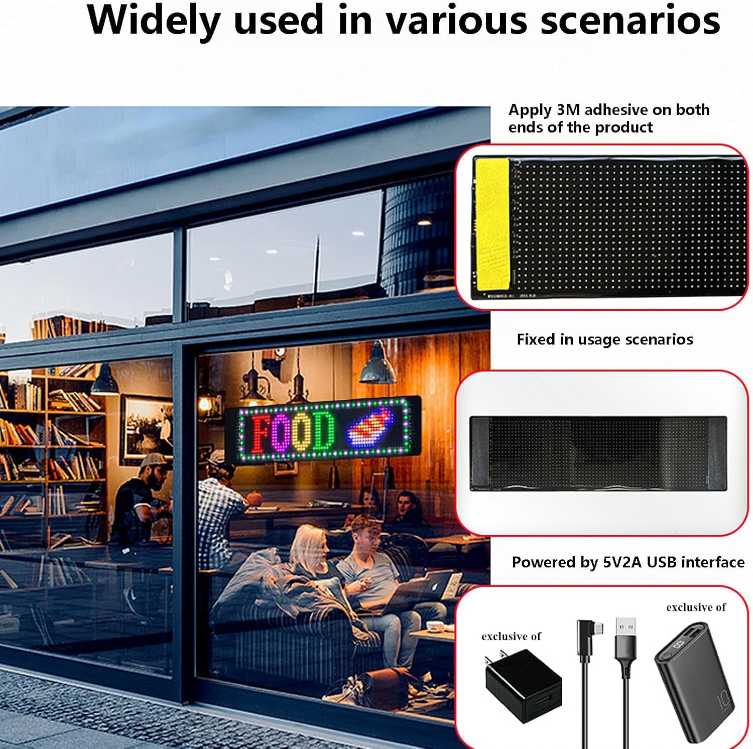 Evil Eye LED Screen Matrix Display Panel with Bluetooth App Control, USB Powered, Remote Control & Scrolling Text, Programmable LED Screen (1664(3.7inx14.2in))