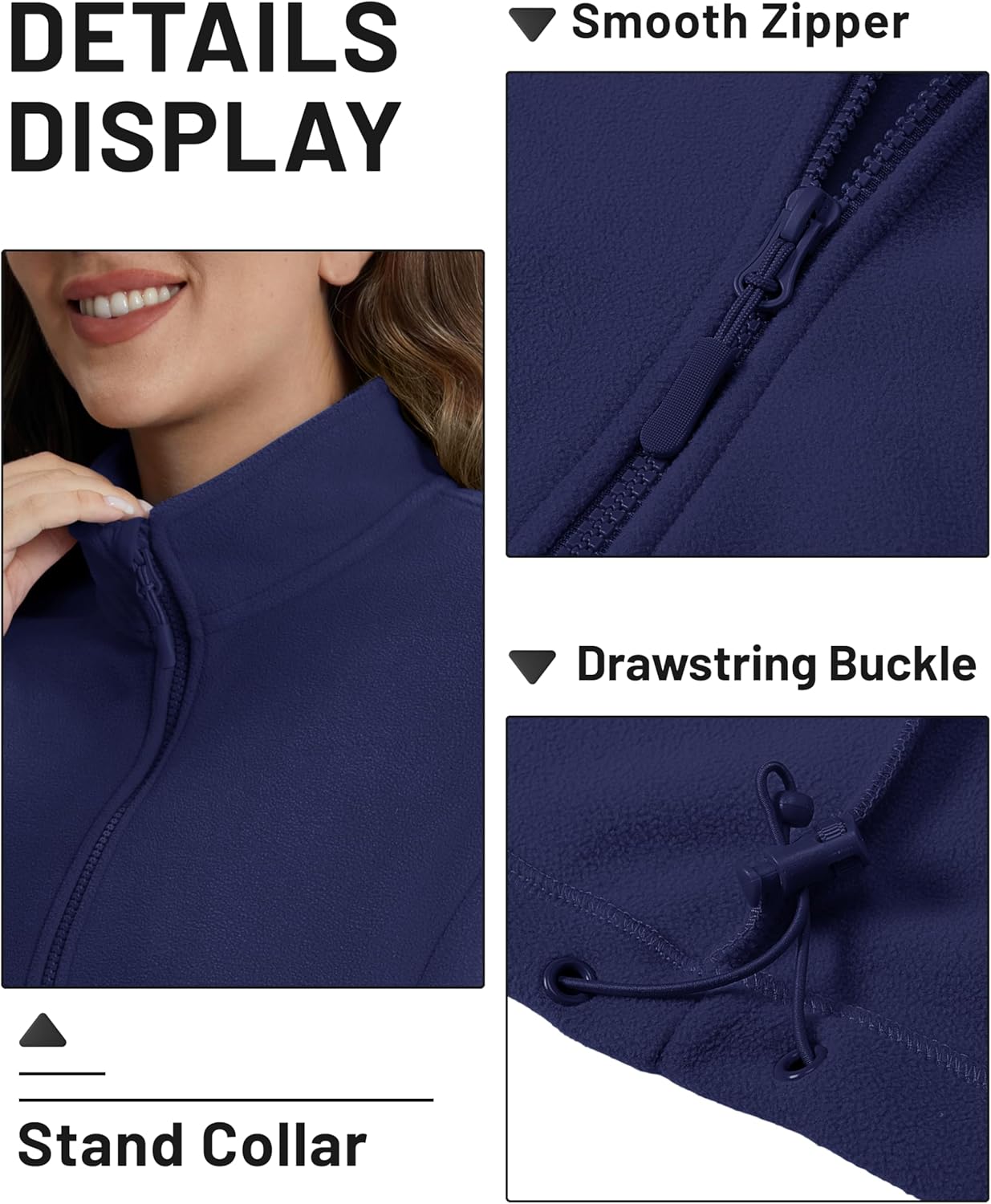 TACVASEN Women's Soft Fleece Jacket Lightweight Full Zip Sweatshirts Coat Casual Winter Warm Sweaters with Pockets - Image 3