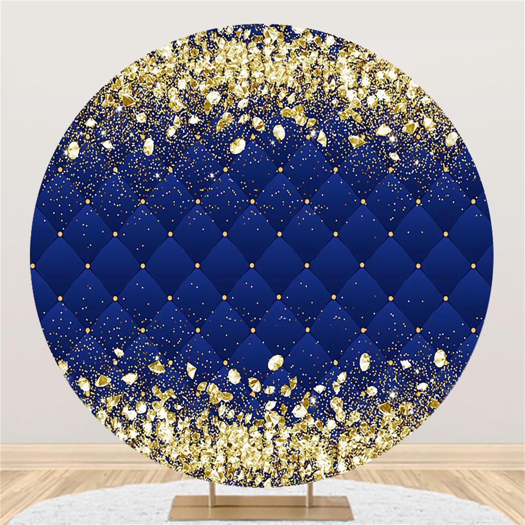Toile de fond ronde anniversaire prince bleu roi et or Renaiss