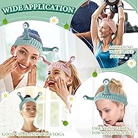 Vista 4 de 2 diademas de lavado facial con palmera y caracol, bandas para el cabello de spa, diademas de maquillaje para mujeres, de dibujos animados, de forro