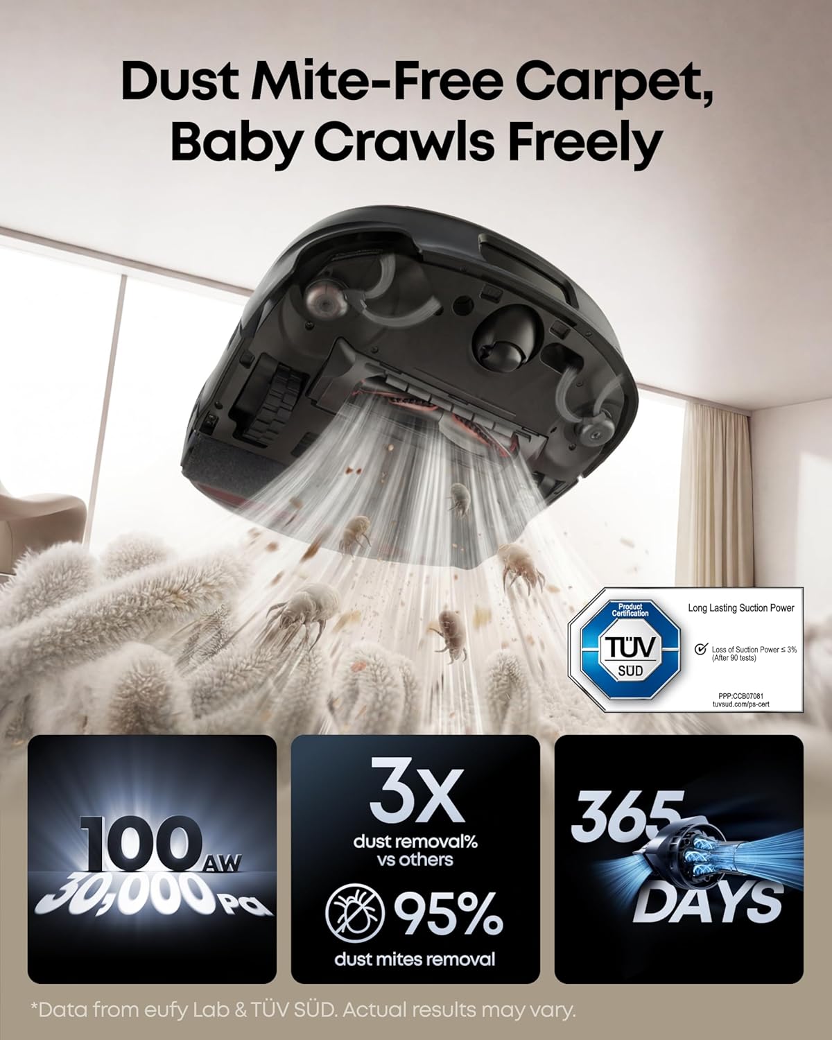 eufy Robot Vacuum Omni S2 and Mop Combo, 99.99% Germ Removal, HydroJet™ 2.0 Always Self-Cleaning Roller Mop, 30,000 Pa Fade-Free Suction, 5-Layer Filtration, 68-Days Self Emptying, Fragrance Diffuser