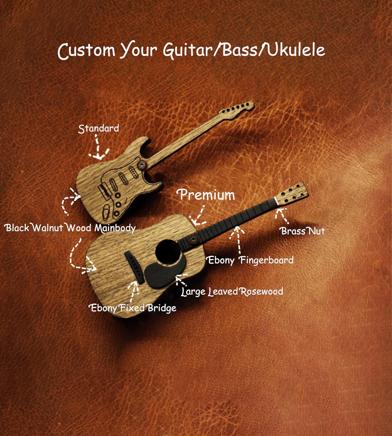 Custom Wood Guitar Pick Holder for Gift - Personalized Guitar Pick Case for Acoustic Guitar Electric Guitar Bass Ukulele (standard)