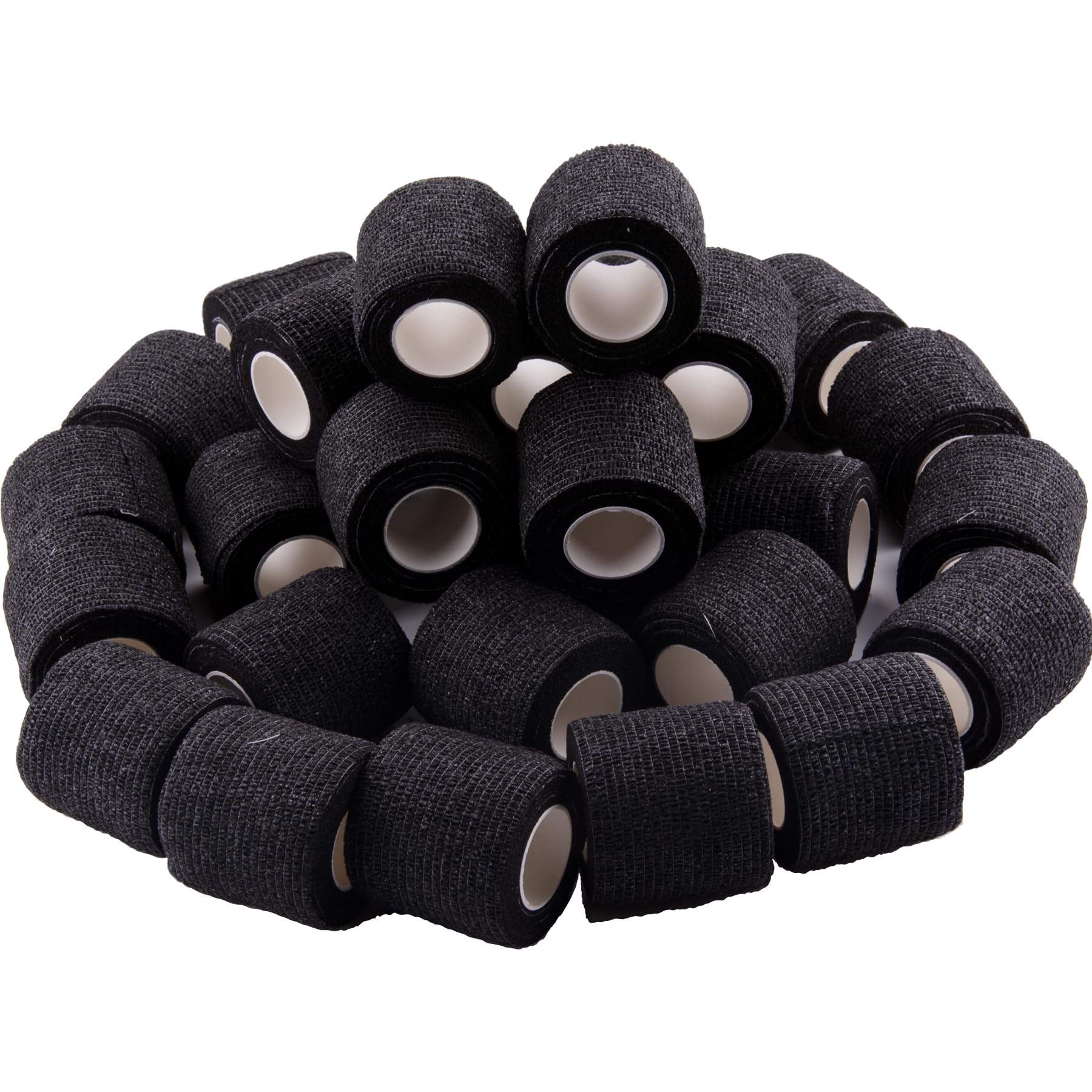 BQTQ 40 Rouleaux Tape Cohésive de Sport Bandes Vétérinaire Tape Sportive Elastique Cohésif pour Prévention des Ampoules(Noir, 5cm x 4,5 m)