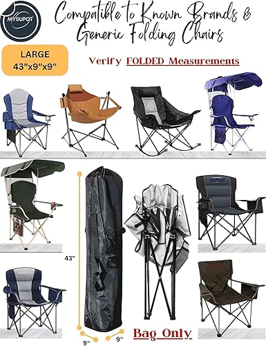 Miniatura 4 de Bolsa de repuesto de 43 x 9 x 9 pulgadas (negro, L) para silla de campamento plegable, sillas de campamento, hamaca, tapete de yoga, silla de playa,