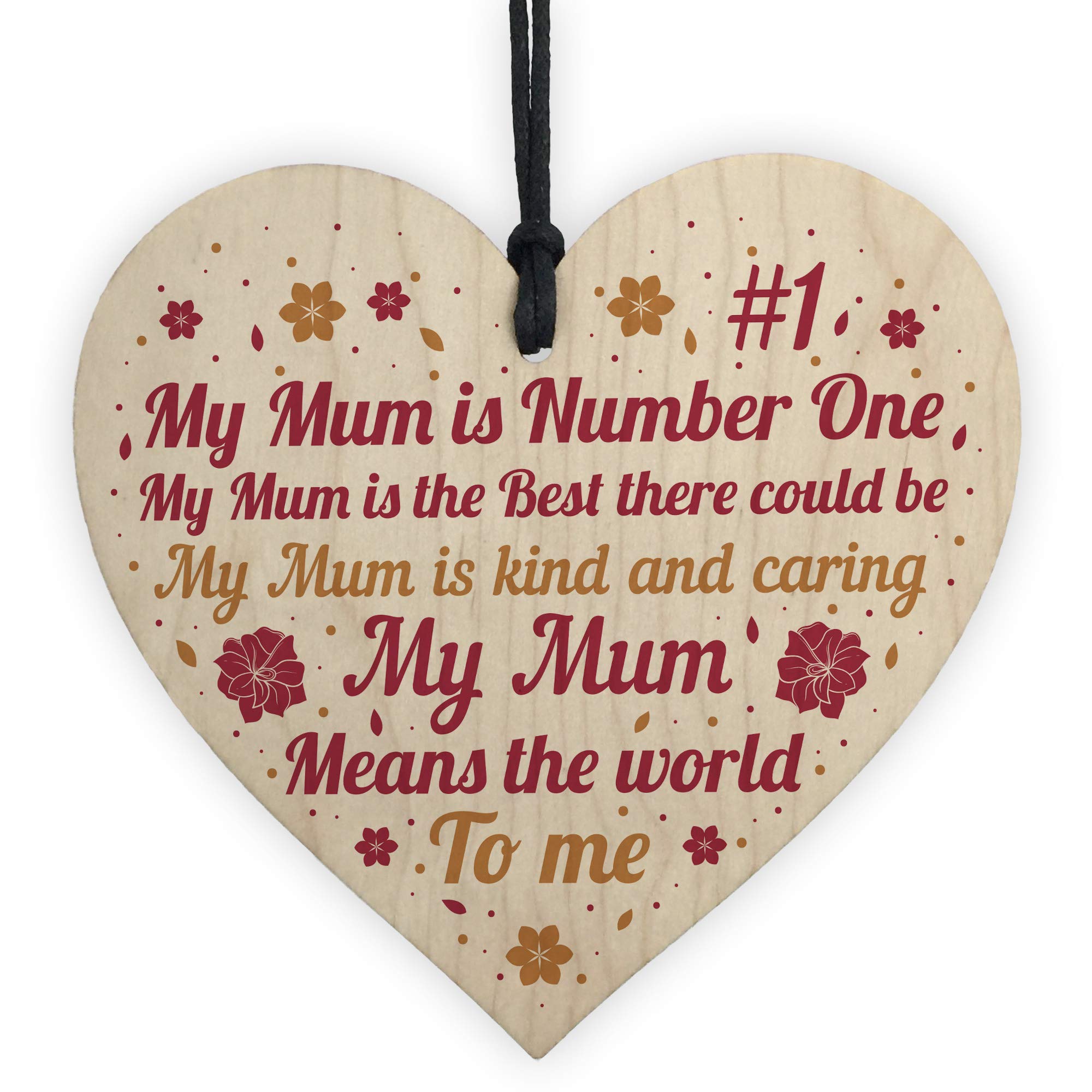 Red Ocean MOTHERS DAY Gift For Mum Wooden Heart Mother Daughter Gift Birthday Gifts From Son THANK YOU