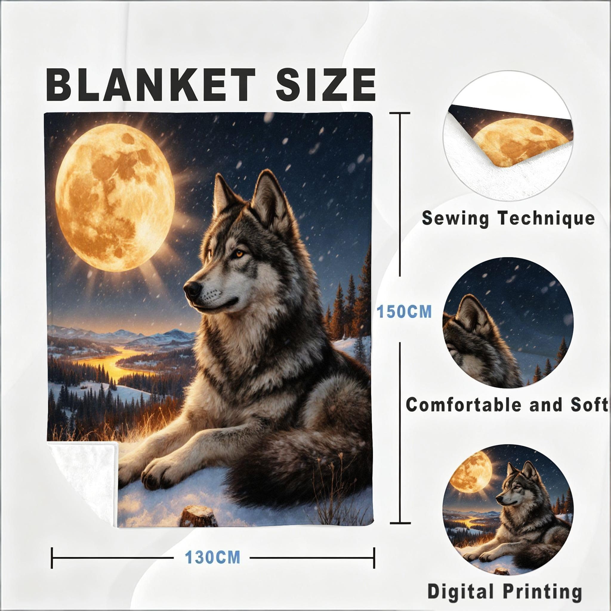 Manta Franela Sherpa 3D Lobo Lunar 3D 240x260cm para Cama 180-A382