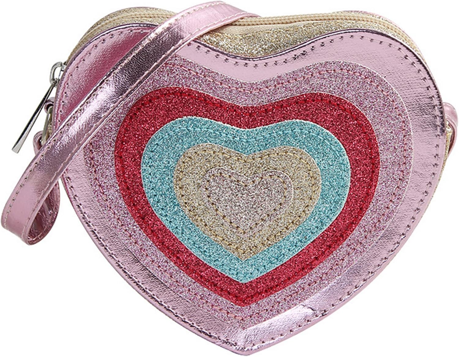 Mily Mini Heart Shape Crossbody Handbag Coin Change Purse for Toddlers Little Girls