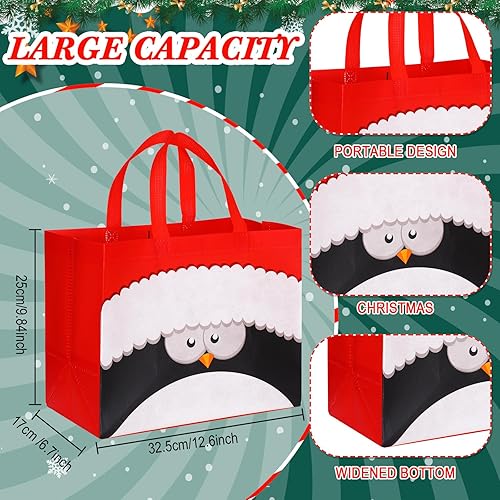 Miniatura 2 de Sanwuta Bolsas de regalo de Navidad grandes con asas, reutilizables, no tejidas para envolver Navidad, compras, fiestas, 12.8 x 9.8 x 6.7 pulgadas