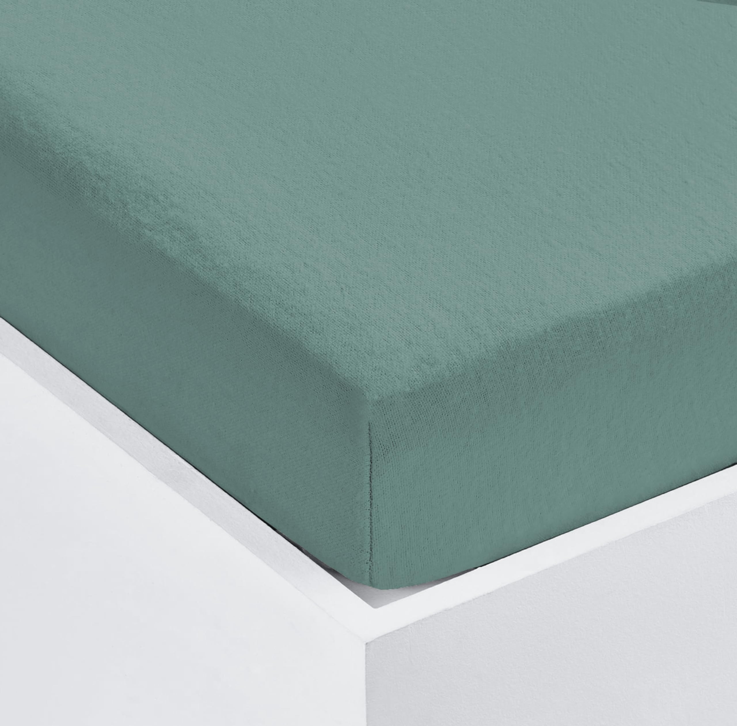 Home Living Super Soft Terry Towelling Stretch Fitted Sheet Mattress Protection Cover Fully Elasticated Extra Deep Breathable All Seasons (Sage Green, Double) โ image 1