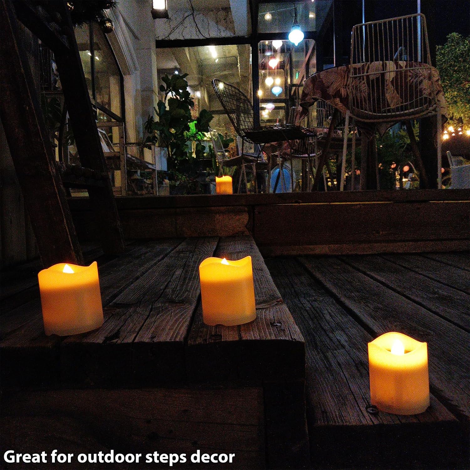 Solar Candles Outdoor Waterproof, 4pcs Rechargeable Dusk to Dawn Little Votive Candles, Flameless Flickering Solar Tea Lights for Patio Yard Deck Pathway Window Outdoor Lantern Decor(Warm Amber) - Image 8