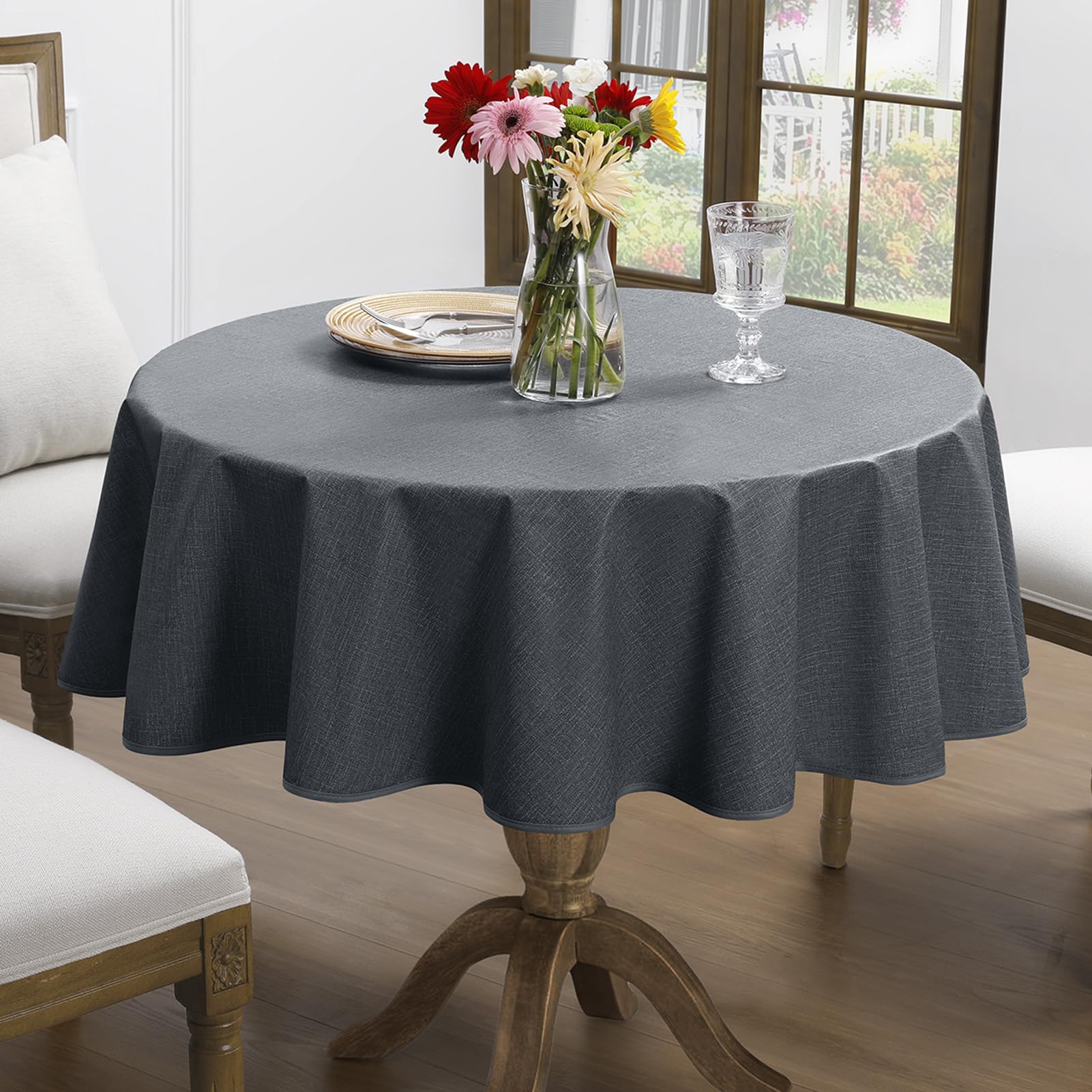 Romanstile Wachtuchtischdecke mit Saum Leinenopitk