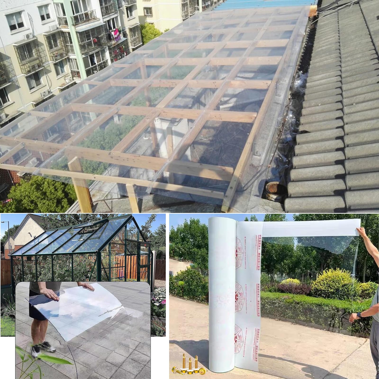 Planchas Transparentes de Policarbonato 2mm Placas para Invernaderos,Paneles para Tejado,Marquesinas para Exterior Impermeable,Toldo Cubierta en Jardín,Personalizable (1,22m x 1m)
