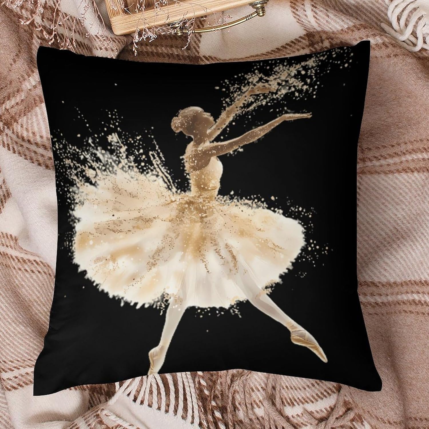 Ballet Dancer Printed Throw Pillow Case 4 Pcs Soft Pillowcases Pillows Covers Sofa Bed Decor 12/14/16/17/18/20/22/24/32 Inches