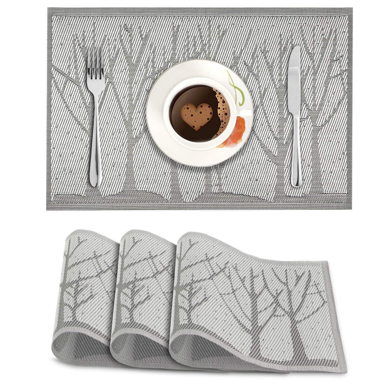 PVC Placemats Set – Heat-Resistant, Washable Placemats for Dining Table – Non-Slip Kitchen Table Mats, Easy to Clean Tabletop Protection for Indoor & Outdoor Use (4, Orange) — Amazon image 10