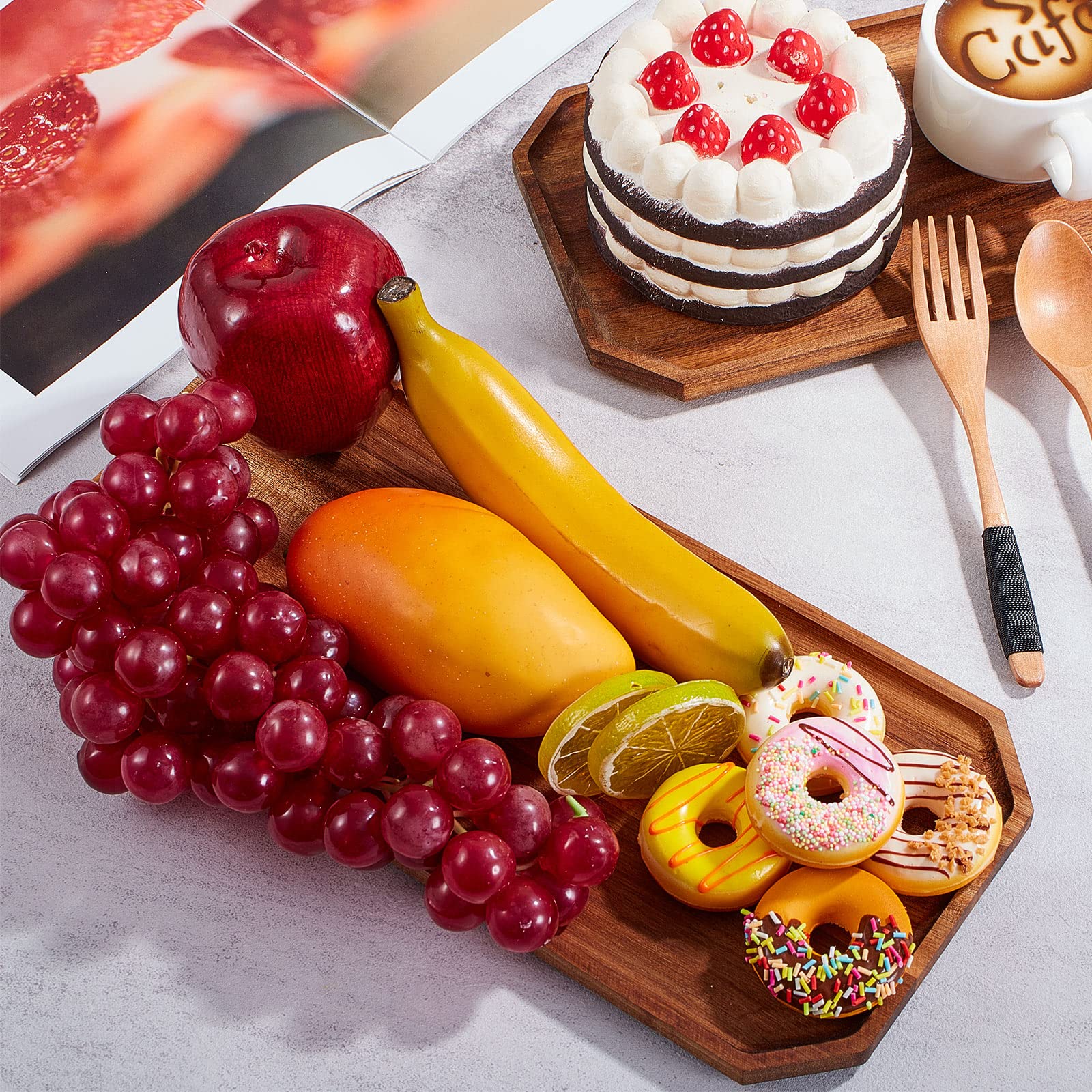 木製プレート サービングトレイ長方形木製サービングトレイ 3枚セット 野菜 果物 木製プレート サービングトレイ長方形木製サービングトレイ 3枚