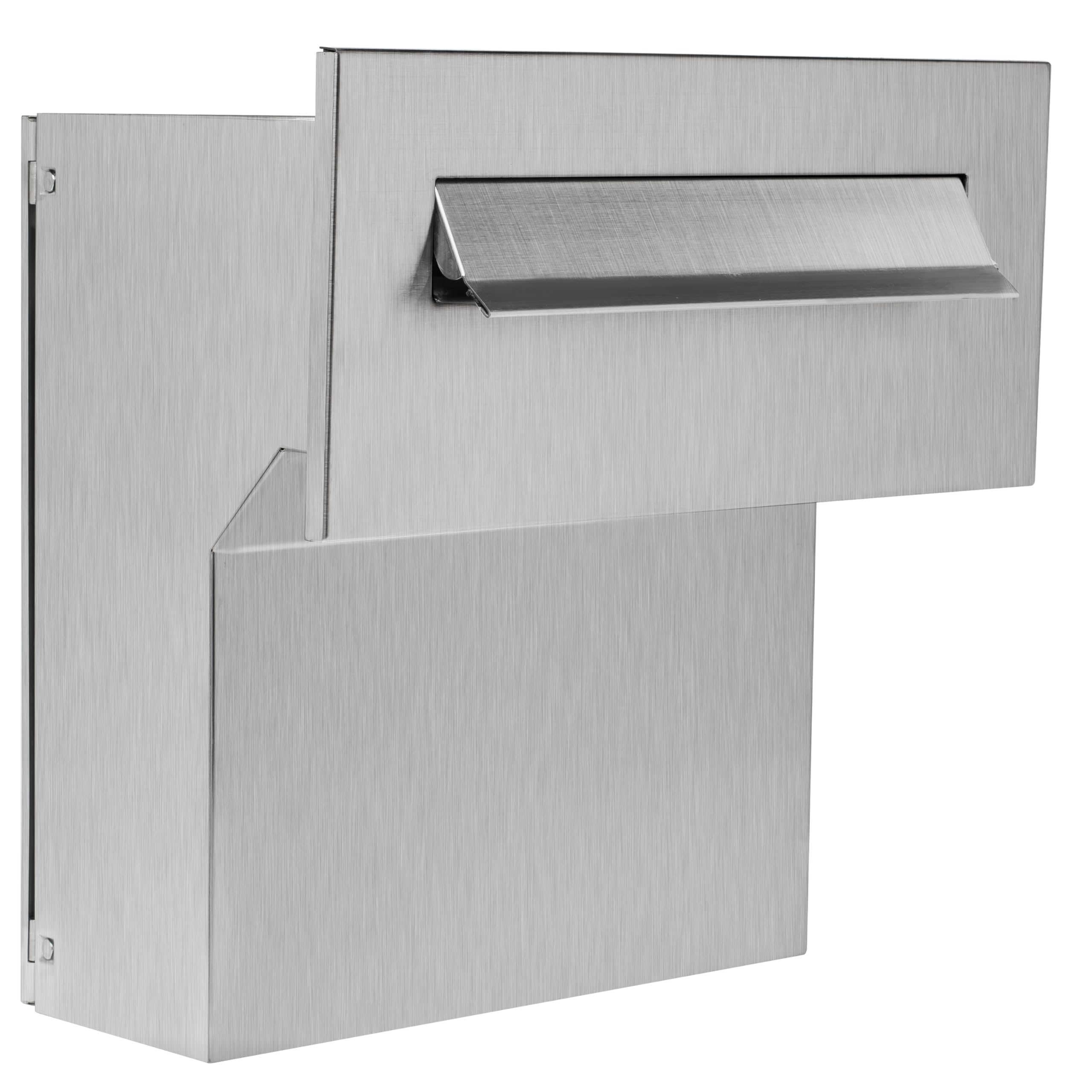 Cassetta delle lettere 100% acciaio inox V2A spazzolato 190-260 [mm] 3 chiavi pannello frontale: 160 x 350 [mm]