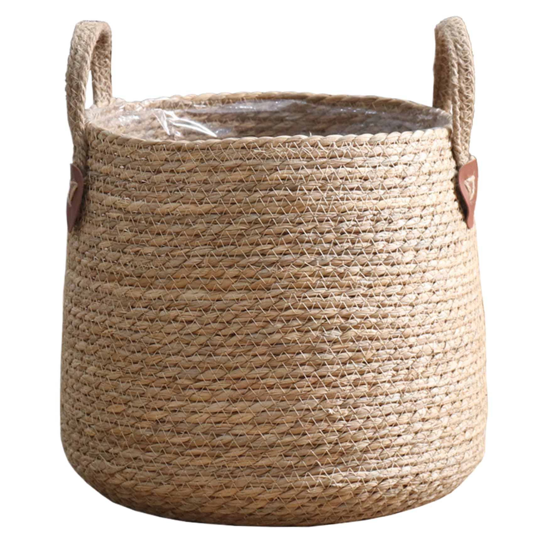 Cesta Tejida para Plantas con Forro Maceta Tejida De 10,2 Pulgadas De Diámetro Maceta Tejida Natural con Asa Macetas De Interior para Jardín Balcón Hogar