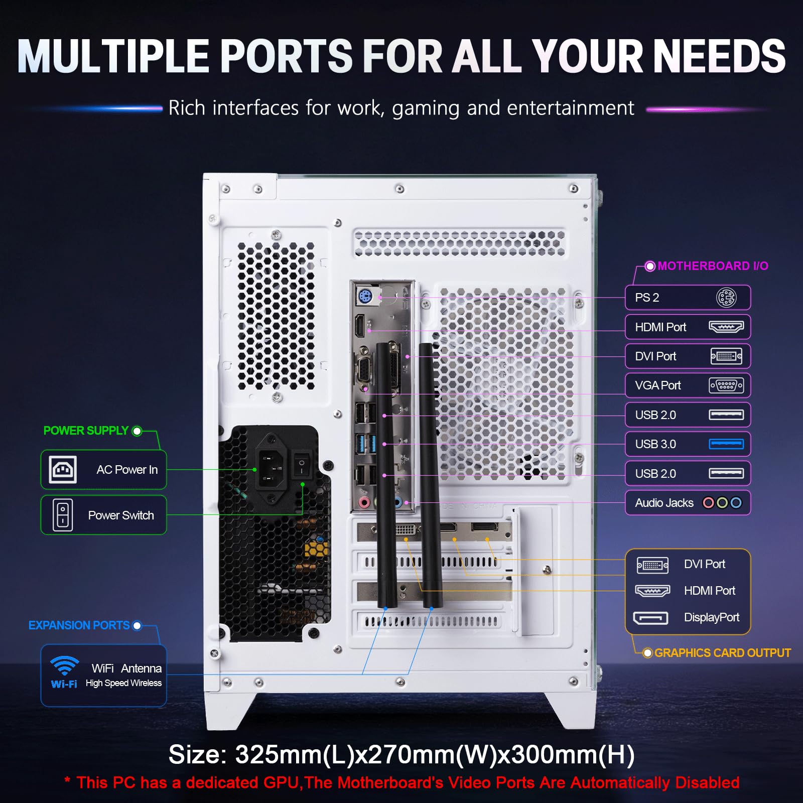 ZER-LON Computer desktop PC da gioco, Intel Core I7 fino a 3,9 GHz, RX 590 8G