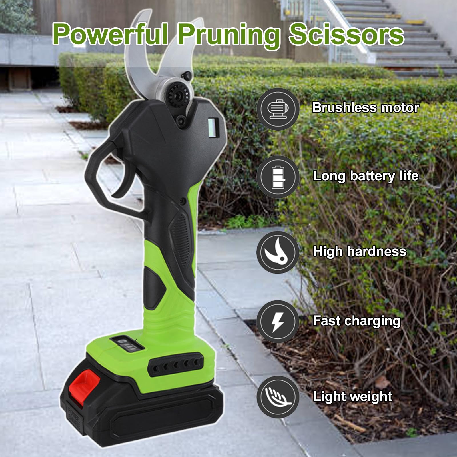 Tijeras De Podar Eléctricas A Batería, con Pantalla Digital, Podadora De Mano para Vid O Maceta, Kit De Corte De Ramas De 980 W, con 2 Baterías, para Ramas De hasta 35 Mm De Diámetro