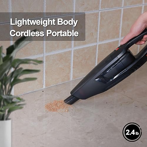 Miniatura 6 de Shop-Vac Aspiradora de mano inalámbrica, 12.0 pico Kpa 12 V de alta potencia, recargable inalámbrica, aspiradora de polvo con accesorios, filtros