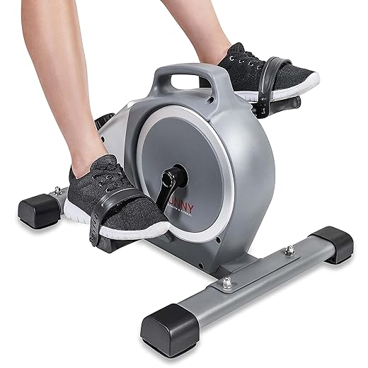 Sunny Health & Fitness Magnetic Under Desk Mini Exercise Cycle Bike, Dual Function Pedal Exerciser with Digital Monitor and Carrying Handle –SF-B020026