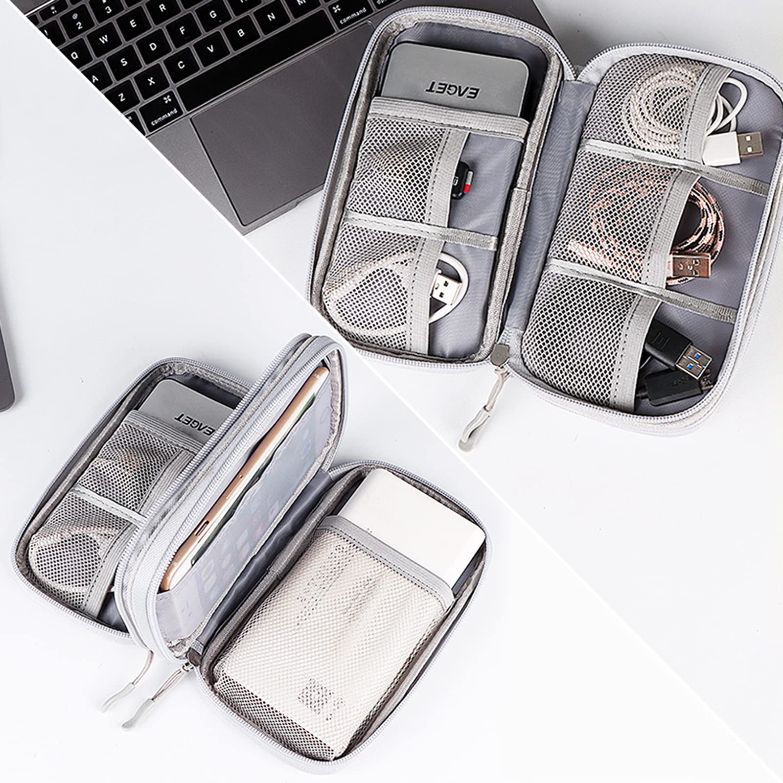 Ruyosn Kabelorganizer, tas, waterdicht, kleine kabeltas, dubbellaags, harde schijf, elektronische tas, elektrische organizer, kabeltas, elektronica, accessoires, organizer, kabel voor op reis, roze Ruyosn Kabelorganizer, tas, waterdicht, kleine kabeltas, dubbellaags, harde schijf, elektronische tas, elektrische organizer, kabeltas, elektronica, accessoires, organizer, kabel voor op reis, roze